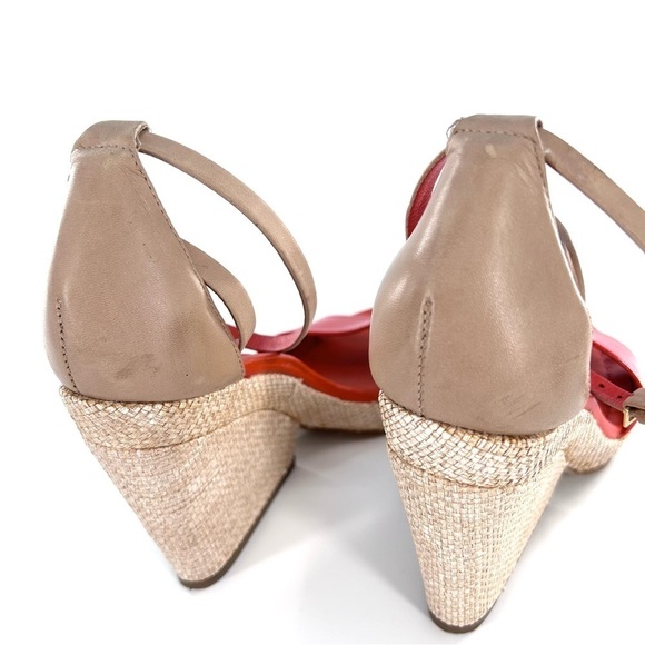 KATE SPADE ORANGE LEATHER ESPADRILLE WEDGE SANDALS HEELS - 7.5 - Picture 9 of 10
